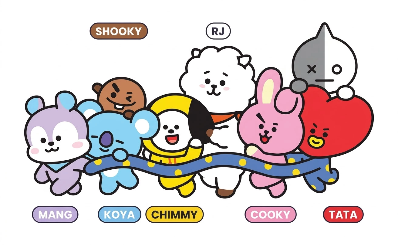 portrait bt21 chibi coloré sur fond blanc