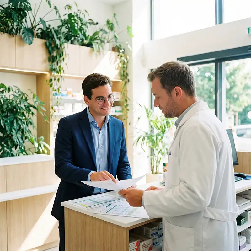 conversation médicale autour de documents au cabinet