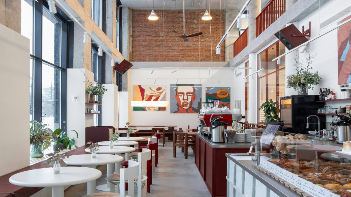 café boulangerie moderne au style industriel et artistique