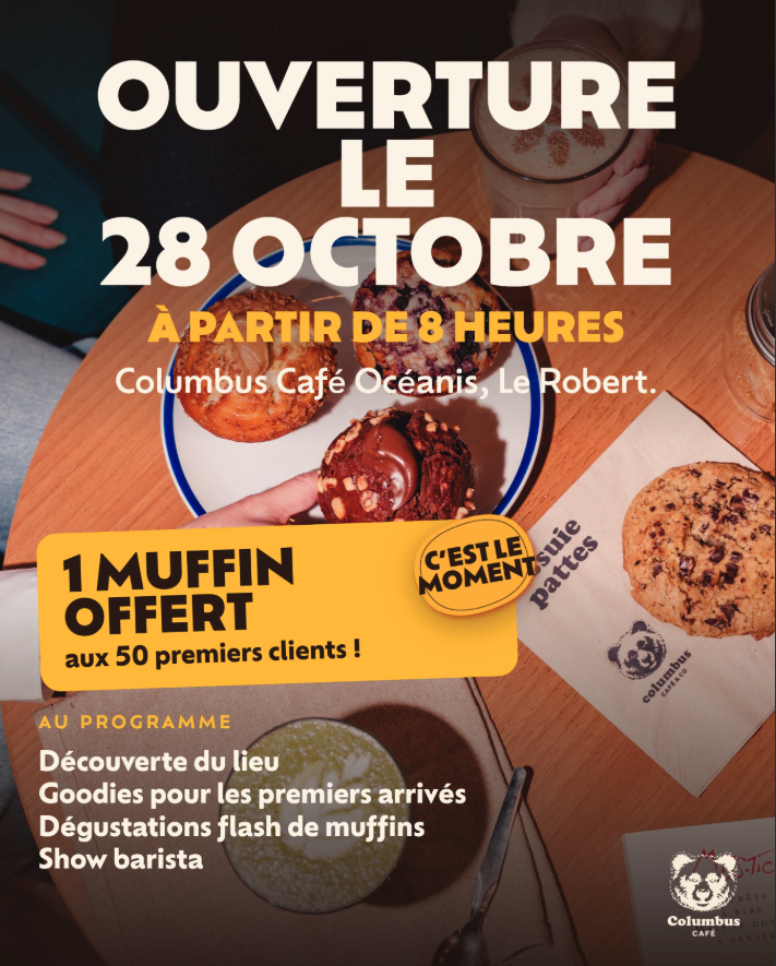 ouverture columbus café océanis : muffins offerts le 28 octobre