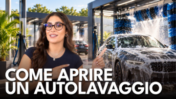 donna presenta un autolavaggio moderno e automatico