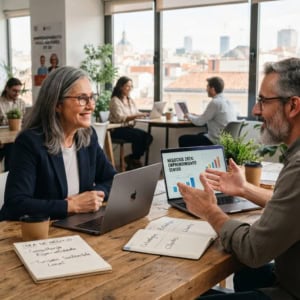 coworking senior en madrid: reunión y startup