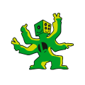 monstre vert pixel art à bras multiples