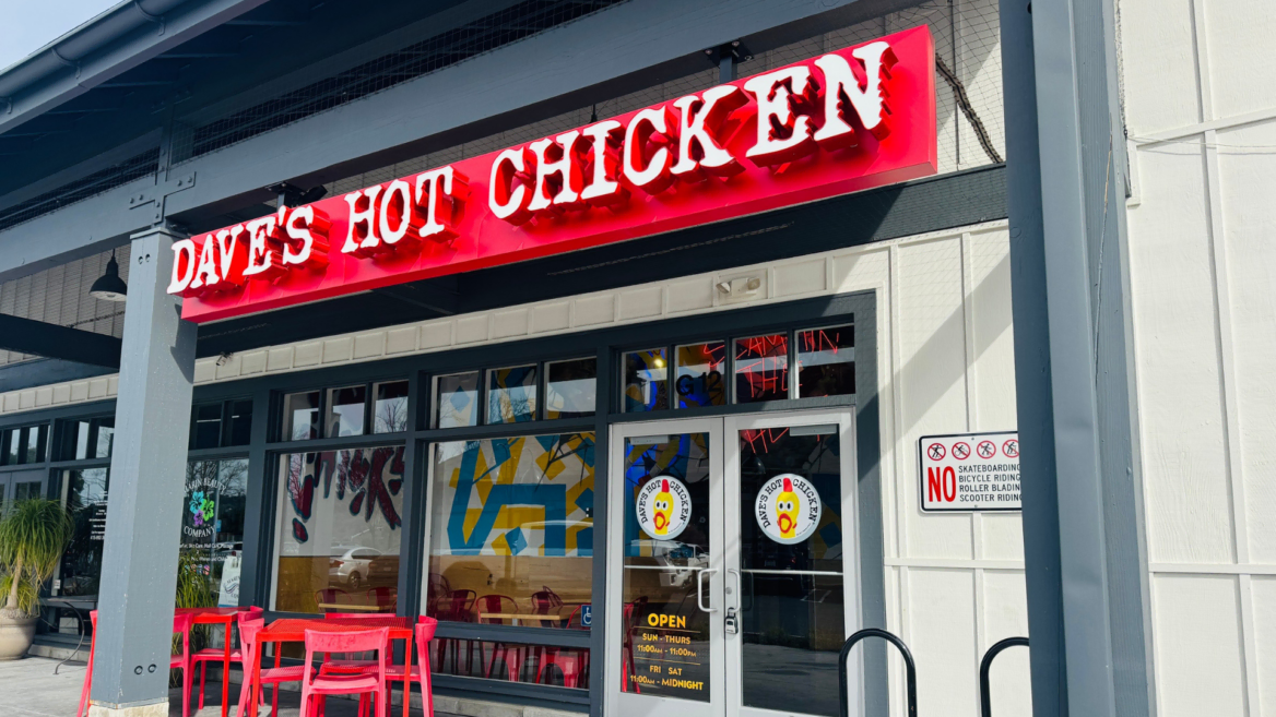 dave’s hot chicken storefront with red sign