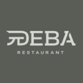 logo deba restaurant moderne sur fond vert gris