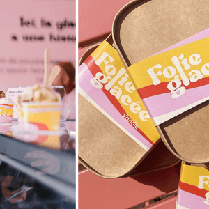folie glacée : branding gelato pastel pistache vanille