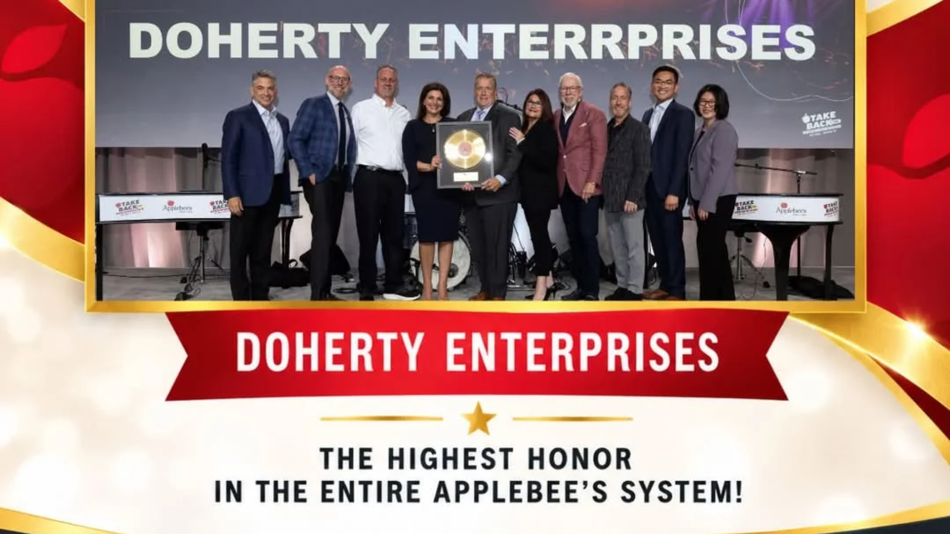 doherty enterprises honored at applebee’s awards ceremony