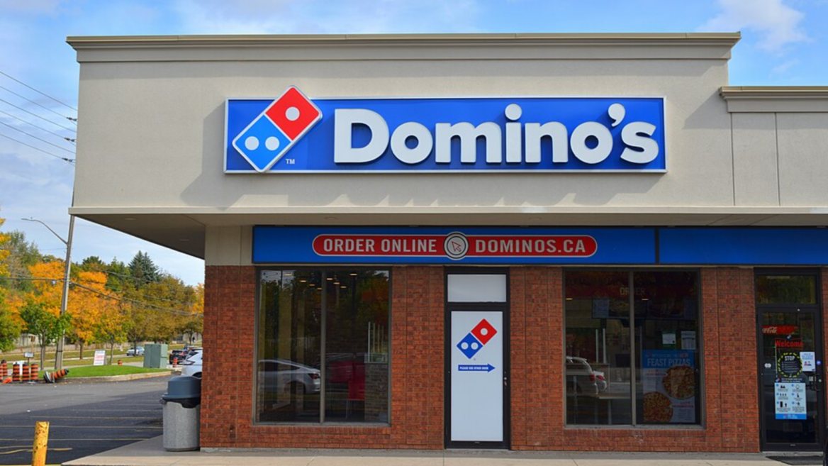 domino’s pizza storefront exterior on sunny day