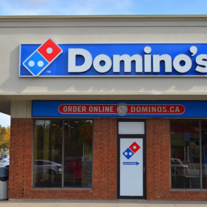 domino’s pizza storefront exterior on sunny day