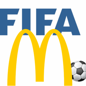 fifa y mcdonald’s con balón de fútbol