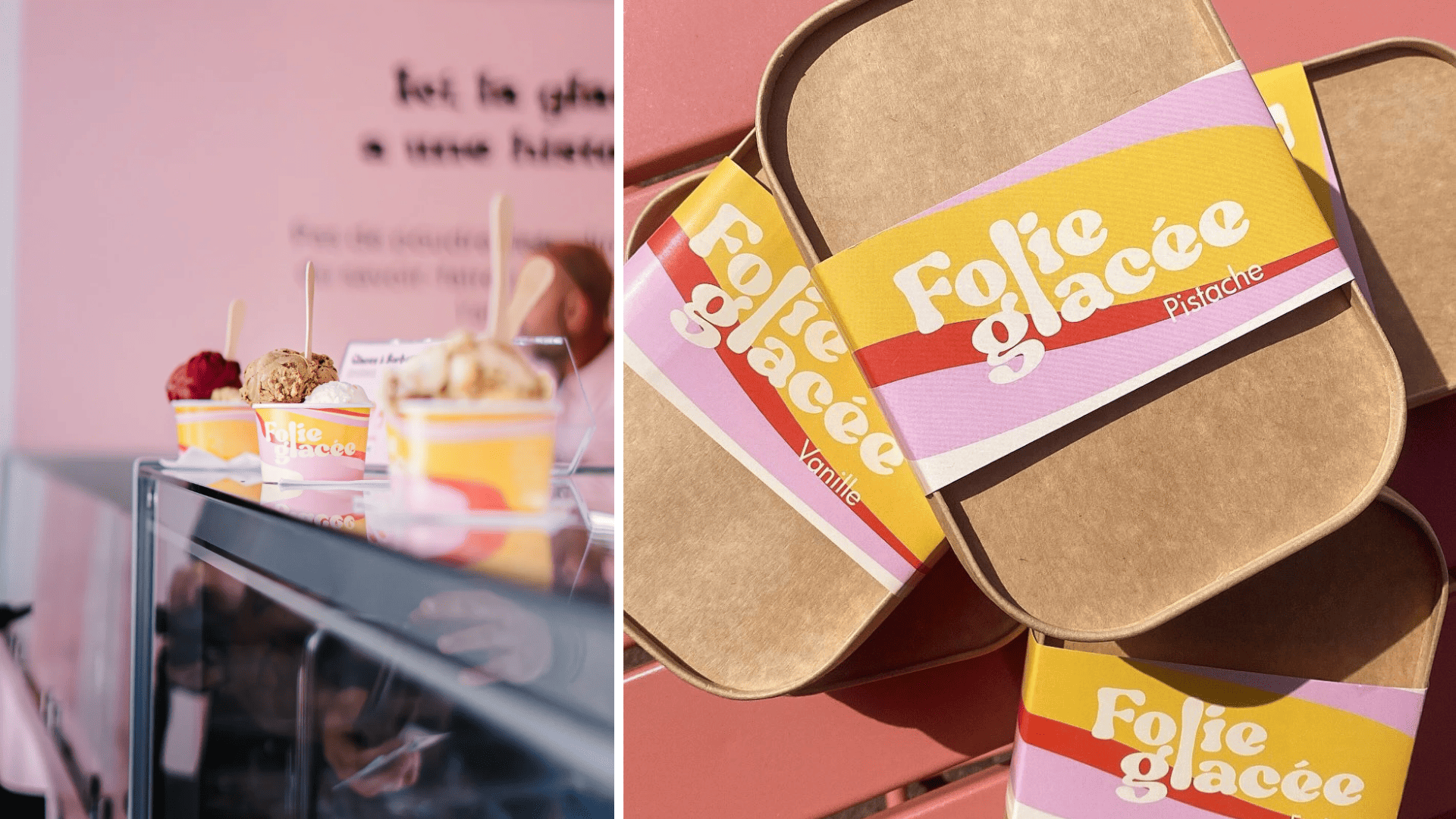 folie glacée : branding gelato pastel pistache vanille