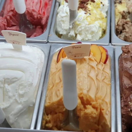 vetrina gelati artigianali colorati e gustosi