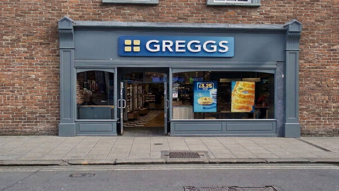 greggs bakery shopfront on the high street