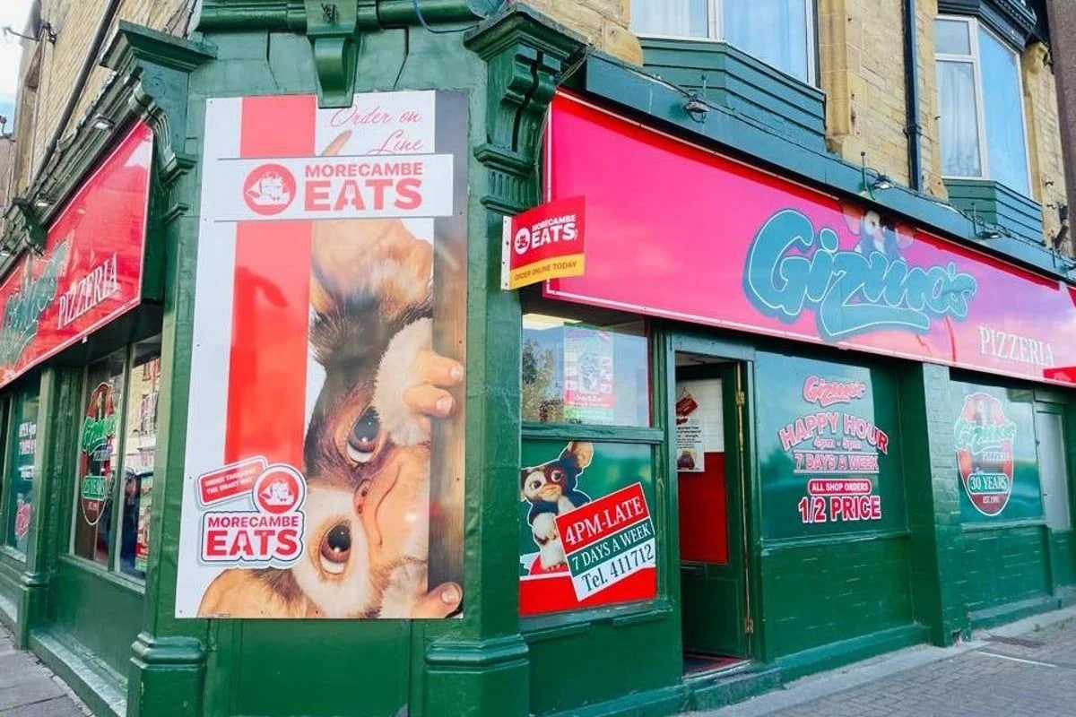 grizzino’s pizzeria corner shopfront, morecambe eats