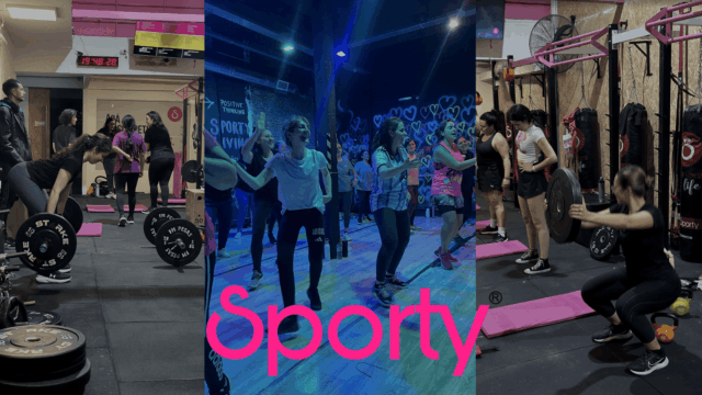 collage fitness femenino: fuerza y grupo en gimnasio