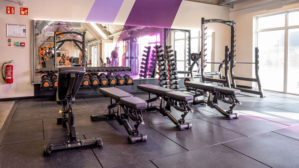 salle de musculation moderne, lumineuse et Équipée