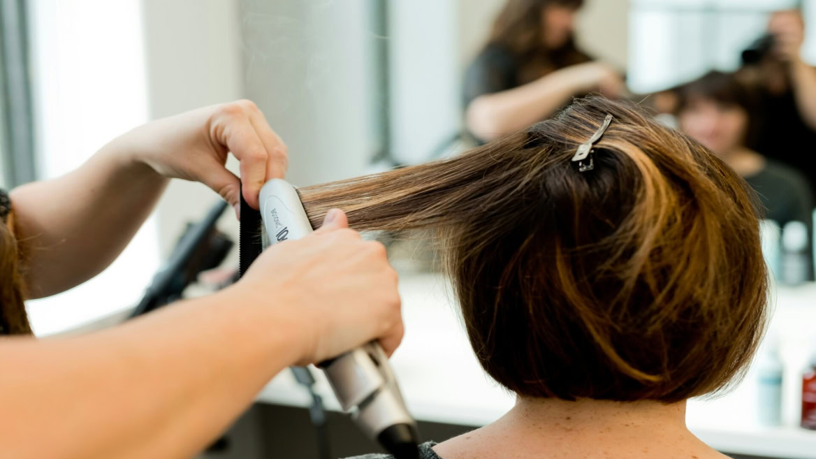 hair salon styling close up