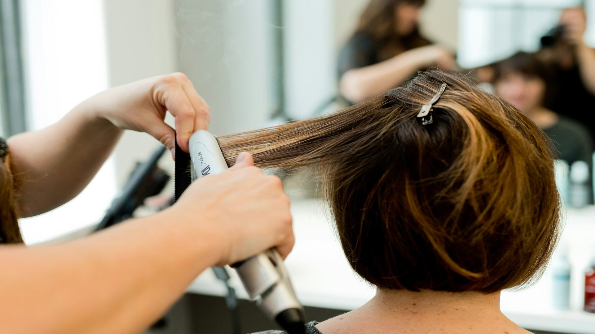 hair salon styling close up