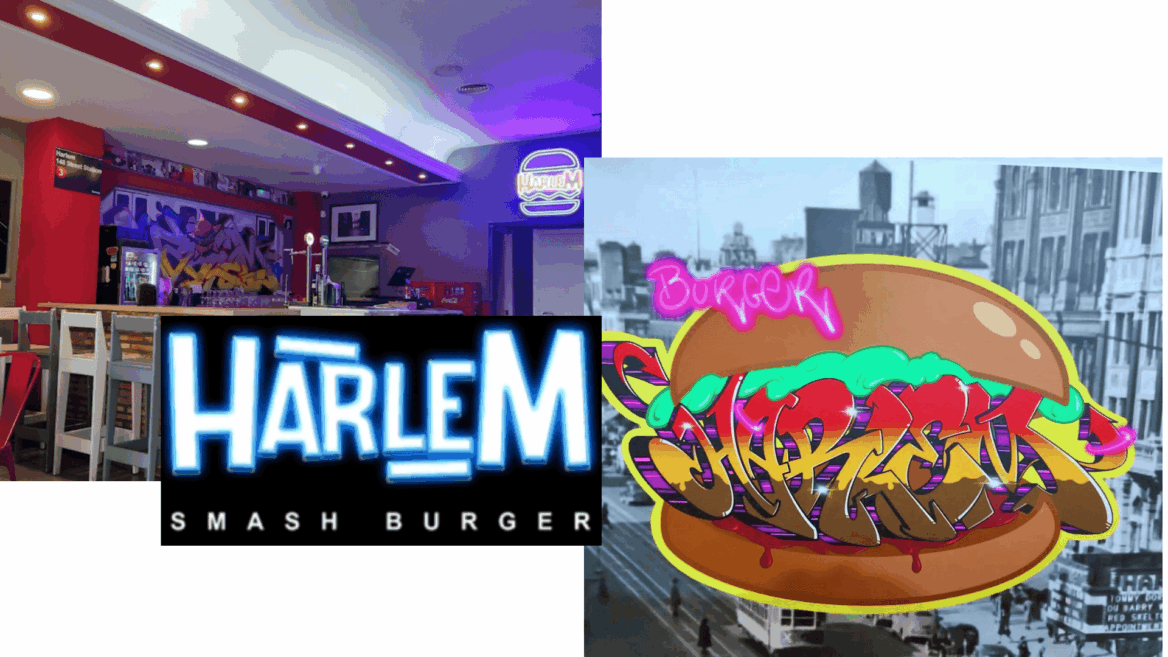 collage néon harlem smash burger urbain