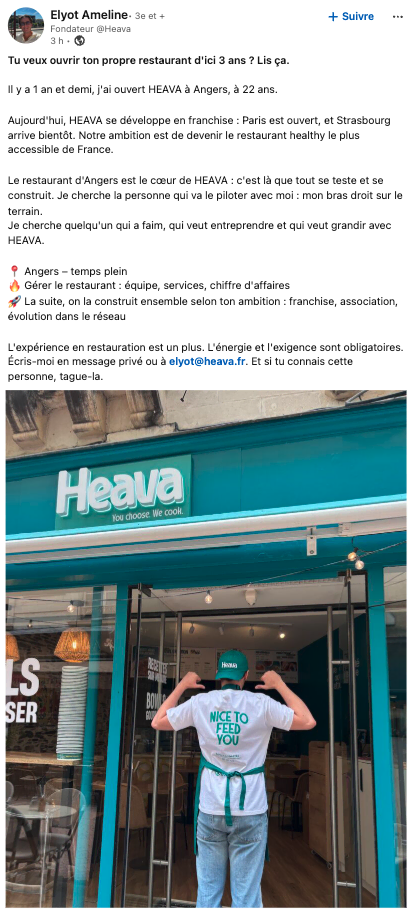 heava : franchise de restaurant healthy à angers