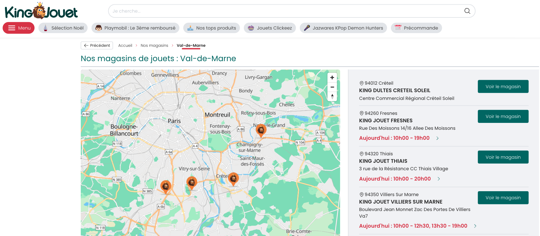 magasins king jouet dans le val de marne