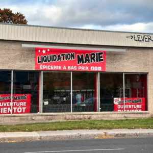 bannière liquidation marie : Épicerie à bas prix
