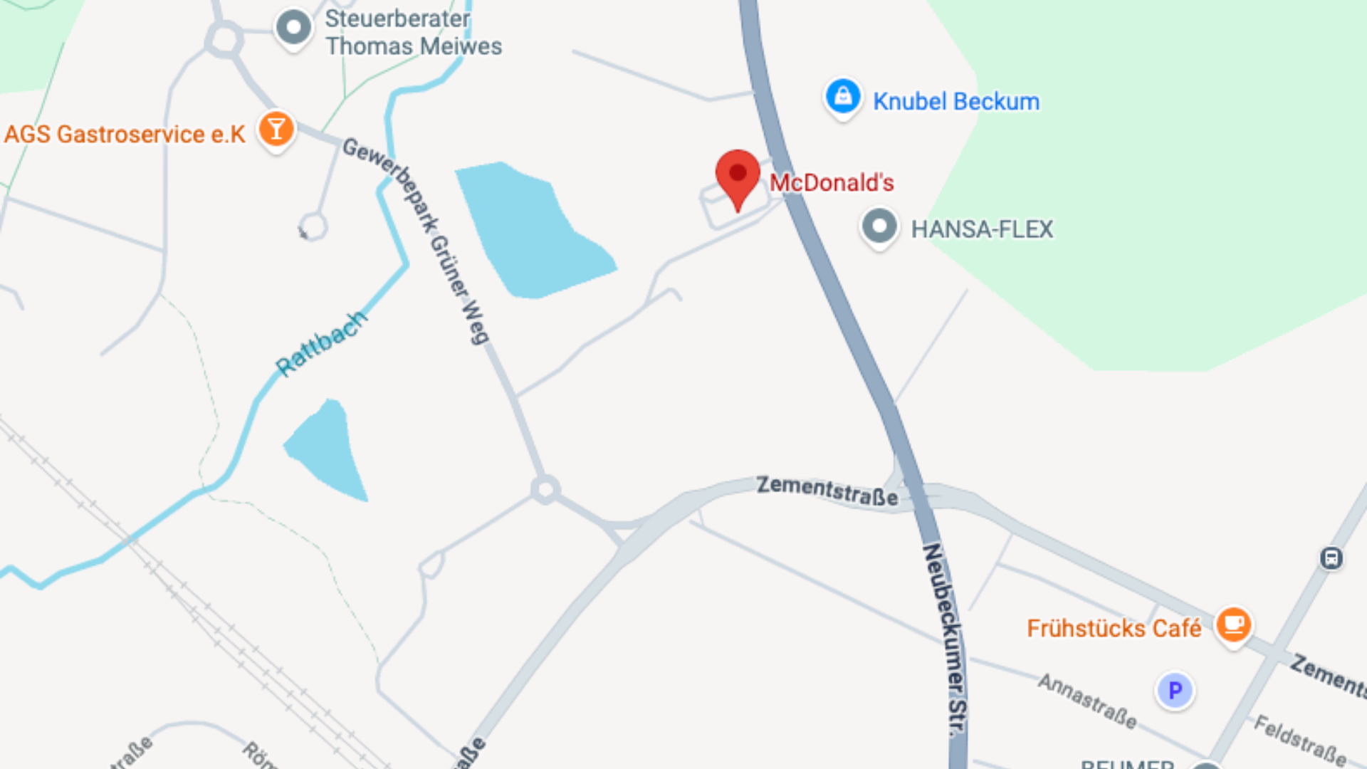 mcdonald’s beckum: kartenansicht am gewerbepark grüner weg