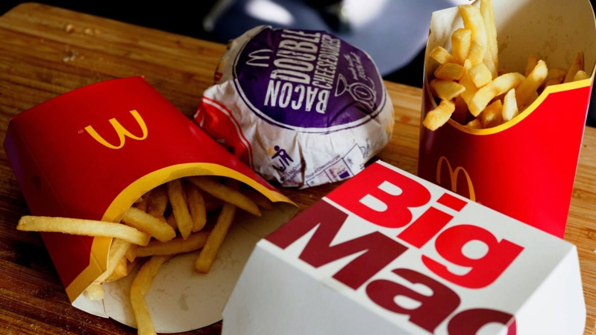 menu mcdonald’s: frites, big mac e bacon cheeseburger
