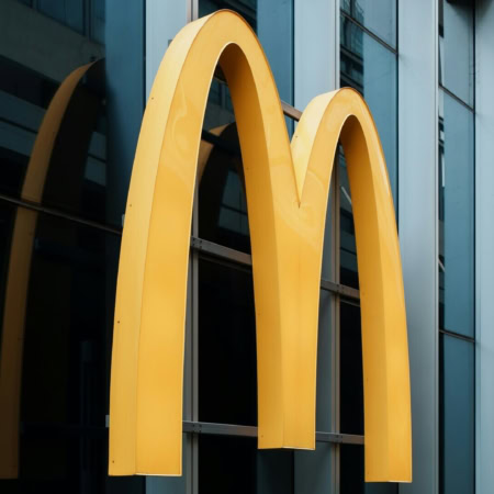 logo mcdonald’s sur façade moderne en verre et métal