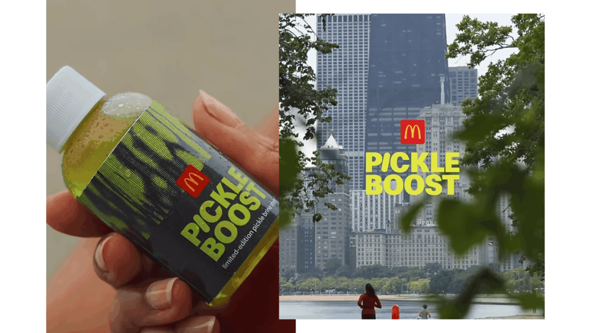 anuncio mcdonald’s pickle boost con skyline urbano