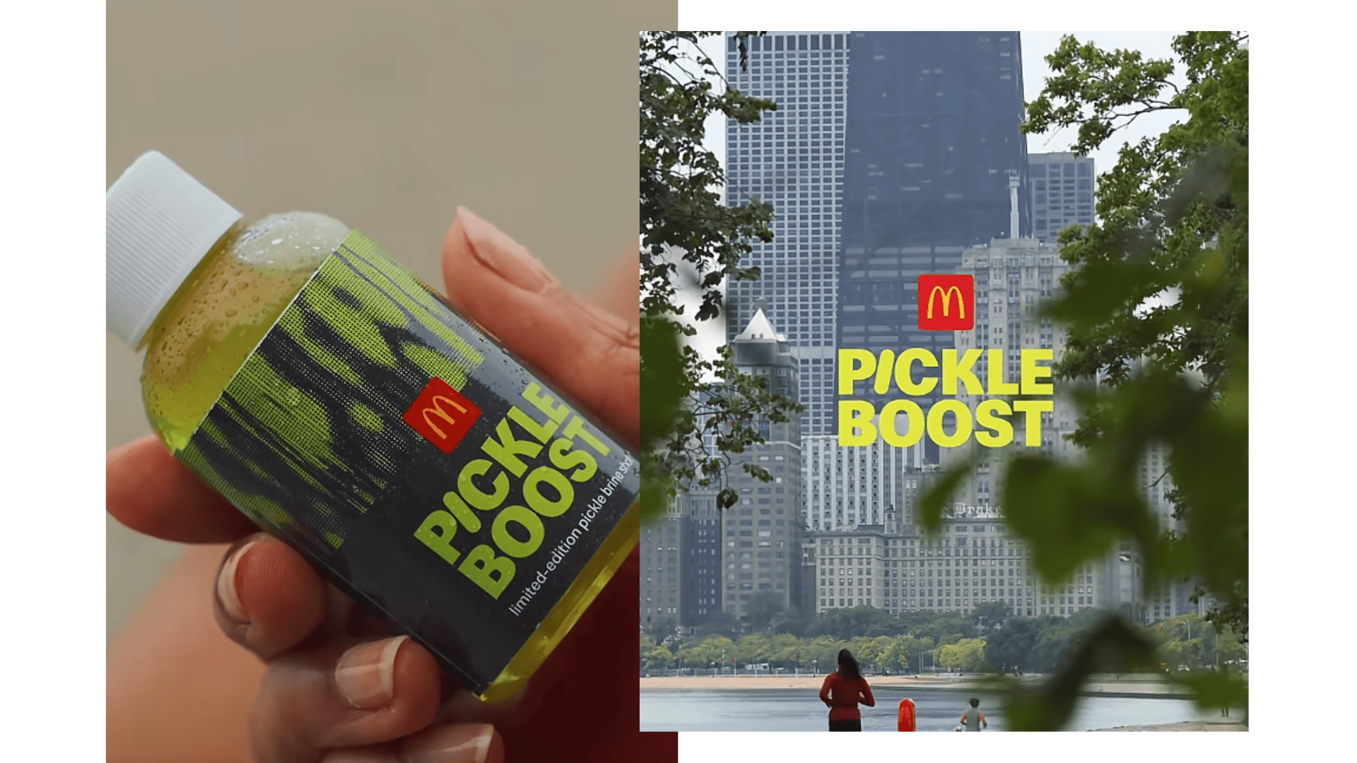 anuncio mcdonald’s pickle boost con skyline urbano