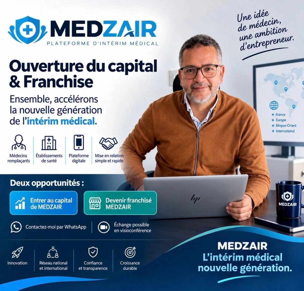 medzair : intérim médical, capital et franchise