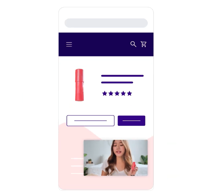 interface mobile beauté, fiche produit et achat