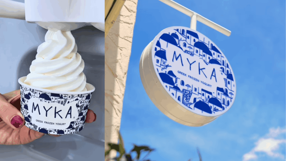 myka: yogur helado griego y rótulo exterior