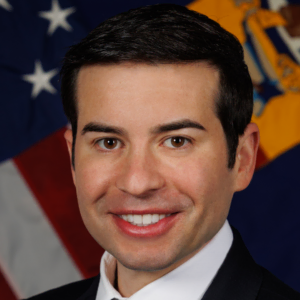 official governor portrait with flag and seal