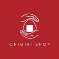 logo minimaliste onigiri shop rouge et blanc