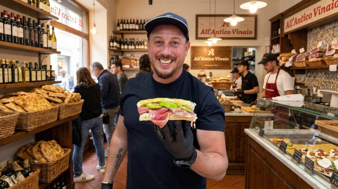 panino gourmet all’antico vinaio, sorriso delizioso