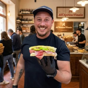 panino gourmet all’antico vinaio, sorriso delizioso