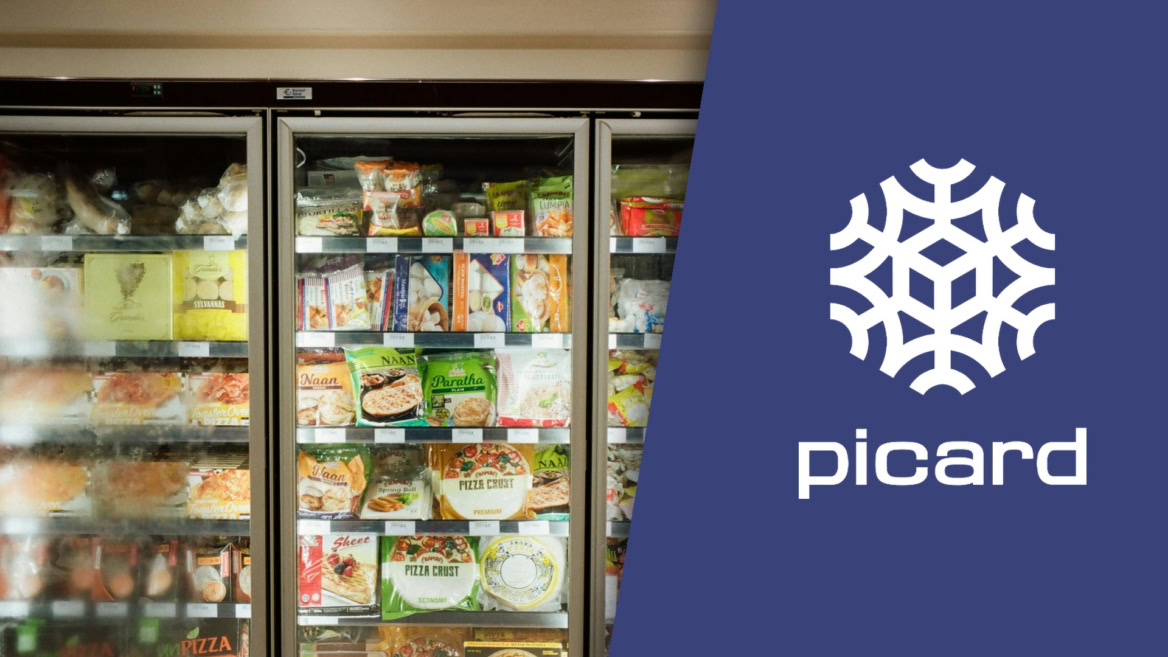 picard frozen food display in supermarket aisle