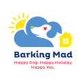 logo pixel art bleu et jaune, centre rouge