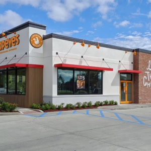 restaurant popeyes moderne avec drive thru et parking