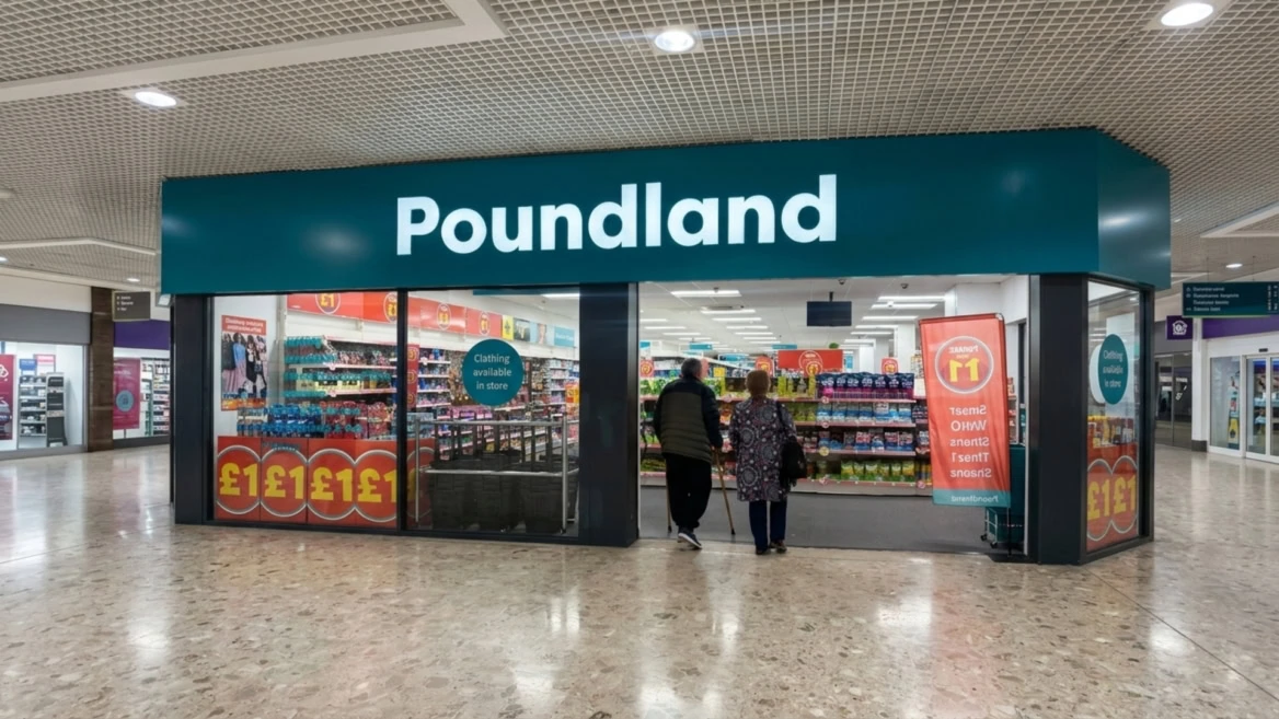 poundland storefront in shopping mall, uk