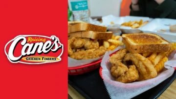 raising cane’s logo and chicken fingers meal