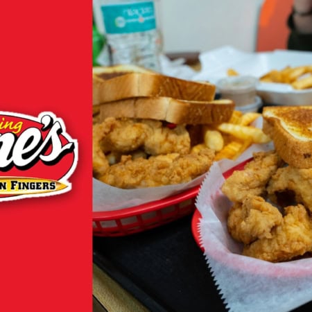 raising cane’s logo and chicken fingers meal
