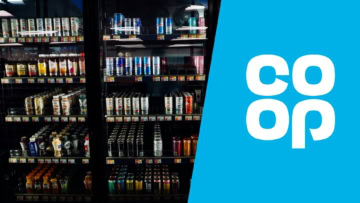 co op chilled drinks display, convenience store fridge