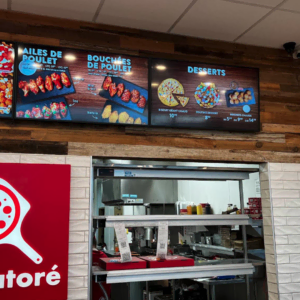 menu numérique du restaurant salvatore, poutines et ailes de poulet