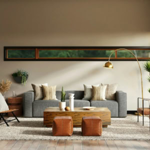salon moderne lumineux, bois naturel et textures douces