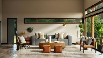 salon moderne lumineux, bois naturel et textures douces