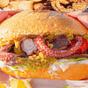 panino gourmet al polpo e frutti di mare