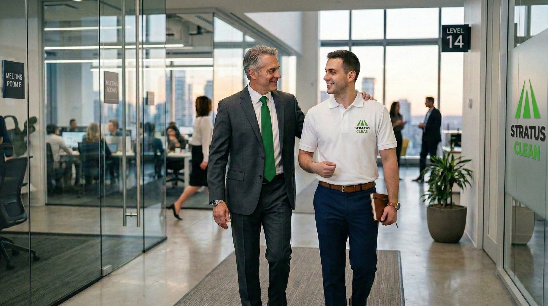 stratus clean executives in modern office corridor